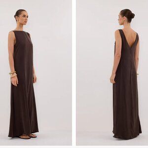 DISSH LAYLA BITTER CHOC SILK MIDI DRESS NWT